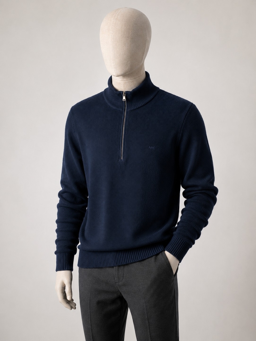 Men's Michael Kors Navy Half-Zip Mock Neck Sweater
